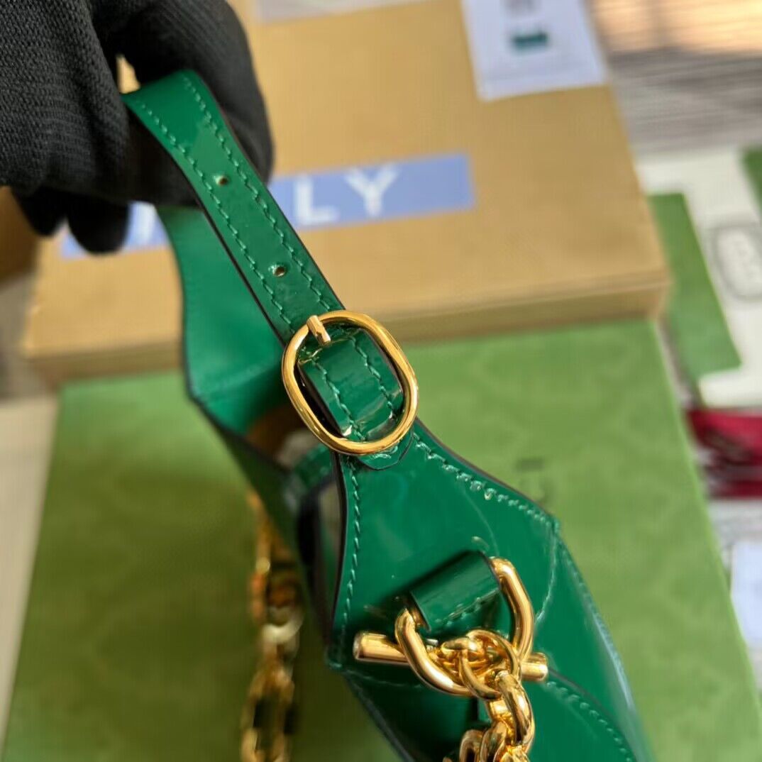 Gucci Jackie 1961 mini patent leather hobo bag 699651 Emerald green