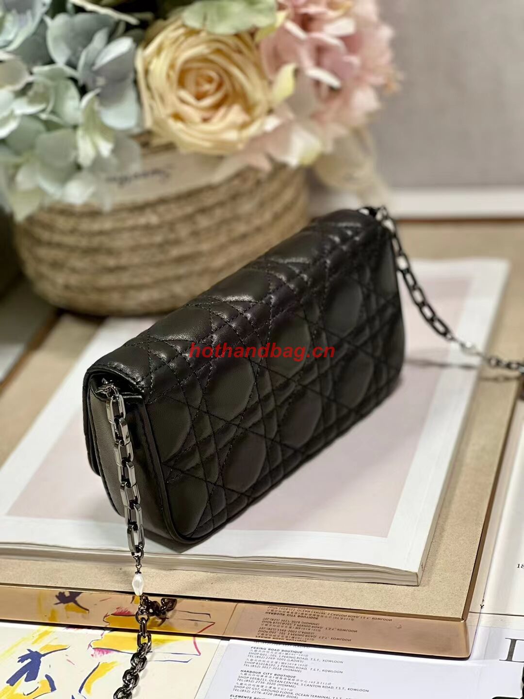 LADY DIOR PHONE POUCH Aesthetic Cannage Lambskin S0977O black