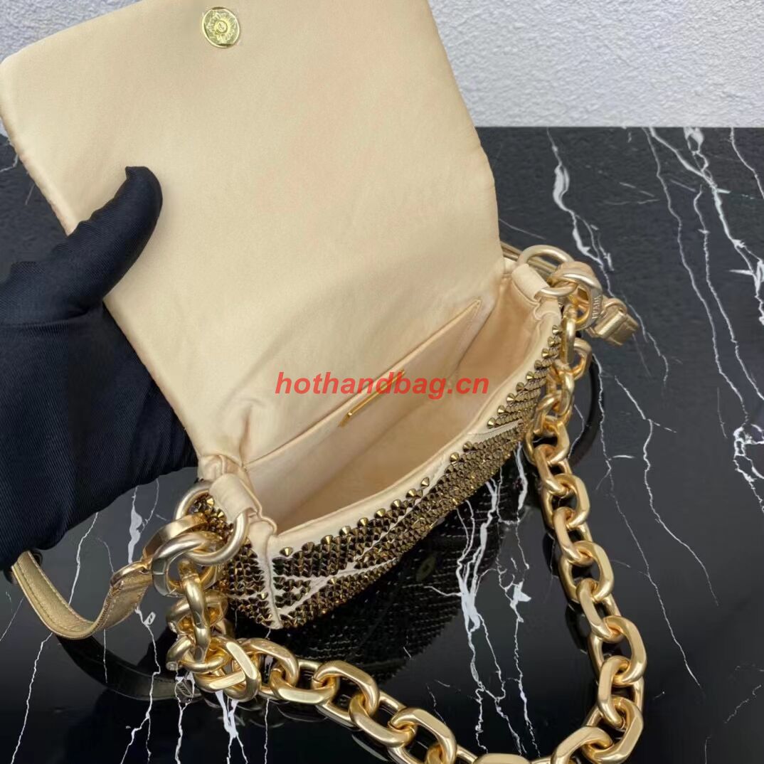Prada Crystal-studded satin pouch 1HD339 gold