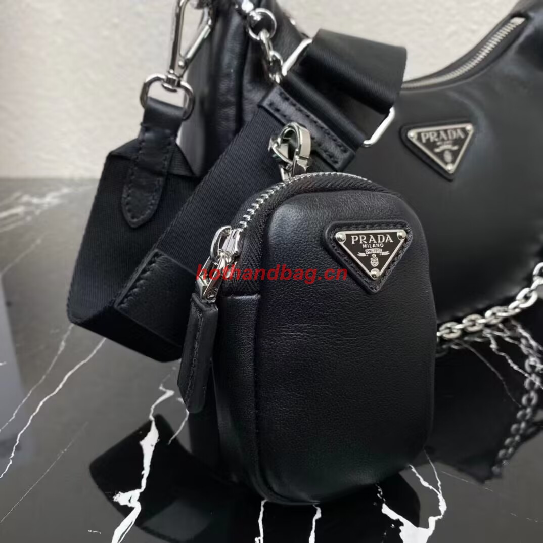 Prada leather shoulder bag 1AH024 black