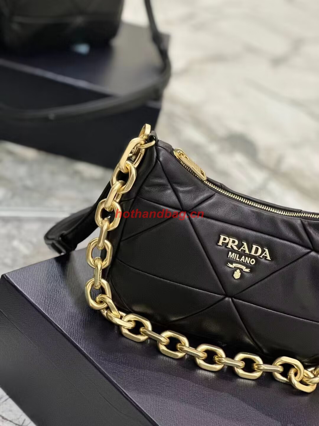 Prada leather shoulder bag 1BH117 black
