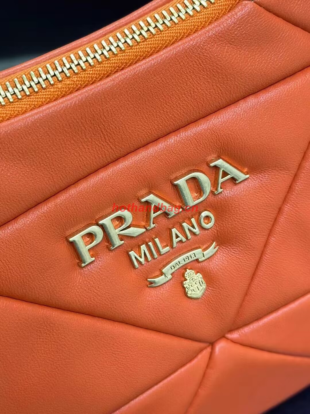 Prada leather shoulder bag 1BH117 orange