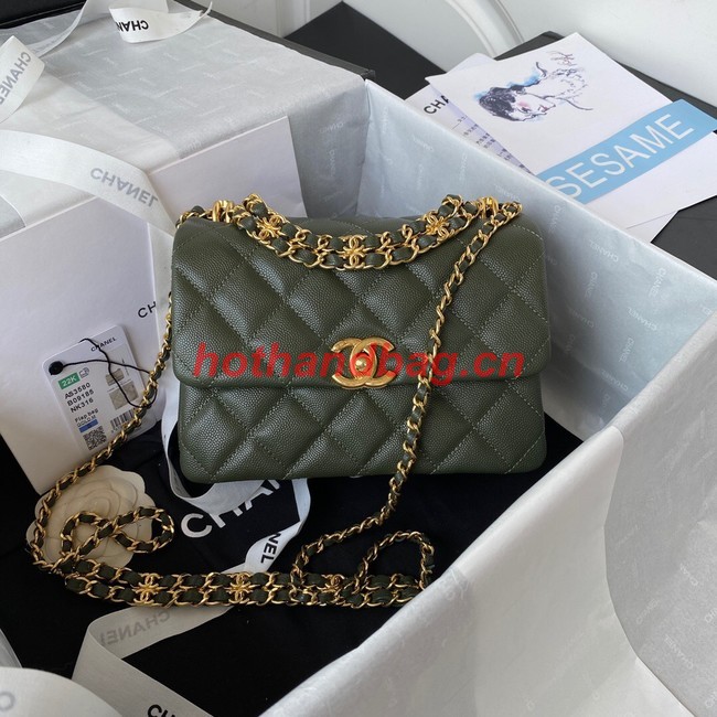 Chanel FLAP BAG AS3580 green