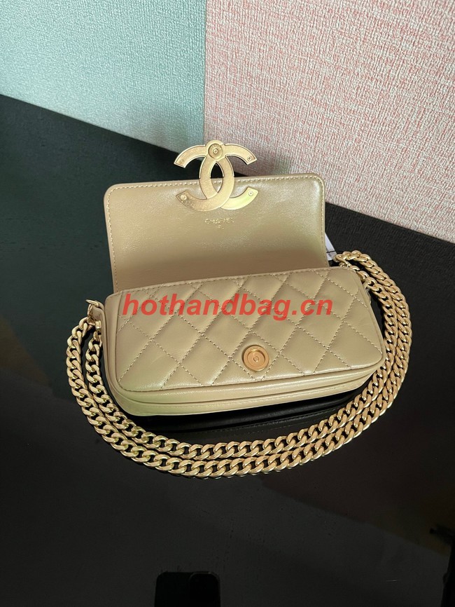 Chanel MINI FLAP BAG Lambskin & Gold-Tone Metal AS3207 khaki