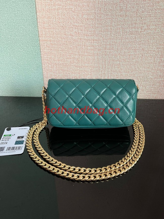 Chanel MINI FLAP BAG Lambskin & Gold-Tone Metal AS3207 green