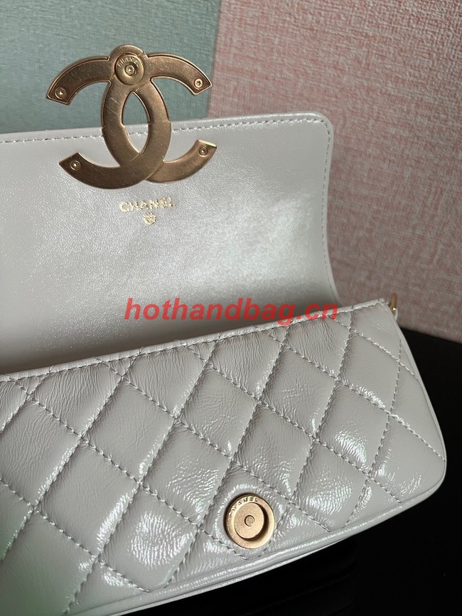 Chanel MINI FLAP BAG Lambskin & Gold-Tone Metal AS3207 white