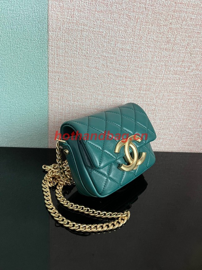 Chanel MINI FLAP BAG Lambskin & Gold-Tone Metal AS3854 green