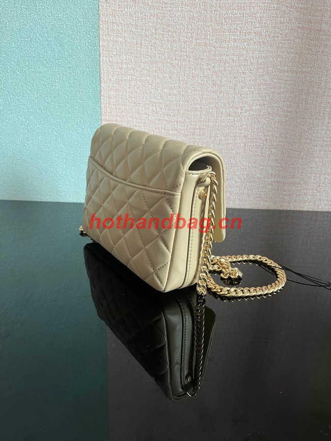 Chanel SMALL FLAP BAG Lambskin & Gold-Tone Metal AS3855 khaki