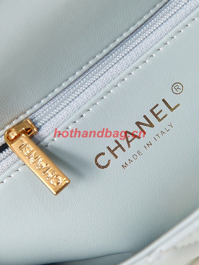 Chanel MINI FLAP BAG WITH TOP HANDLE AS4023 light blue