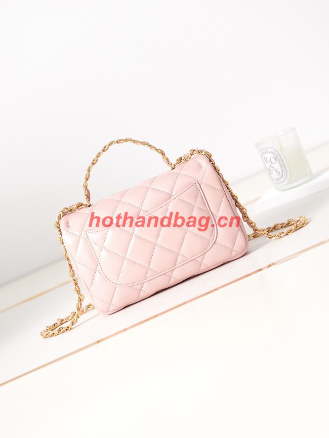 Chanel MINI FLAP BAG WITH TOP HANDLE AS4023 light pink