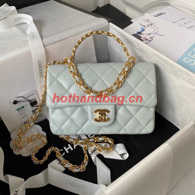 Chanel SMALL FLAP BAG WITH TOP HANDLE AS4023 Ice blue