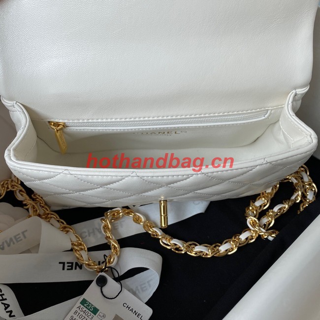 Chanel SMALL FLAP BAG WITH TOP HANDLE AS4023 white