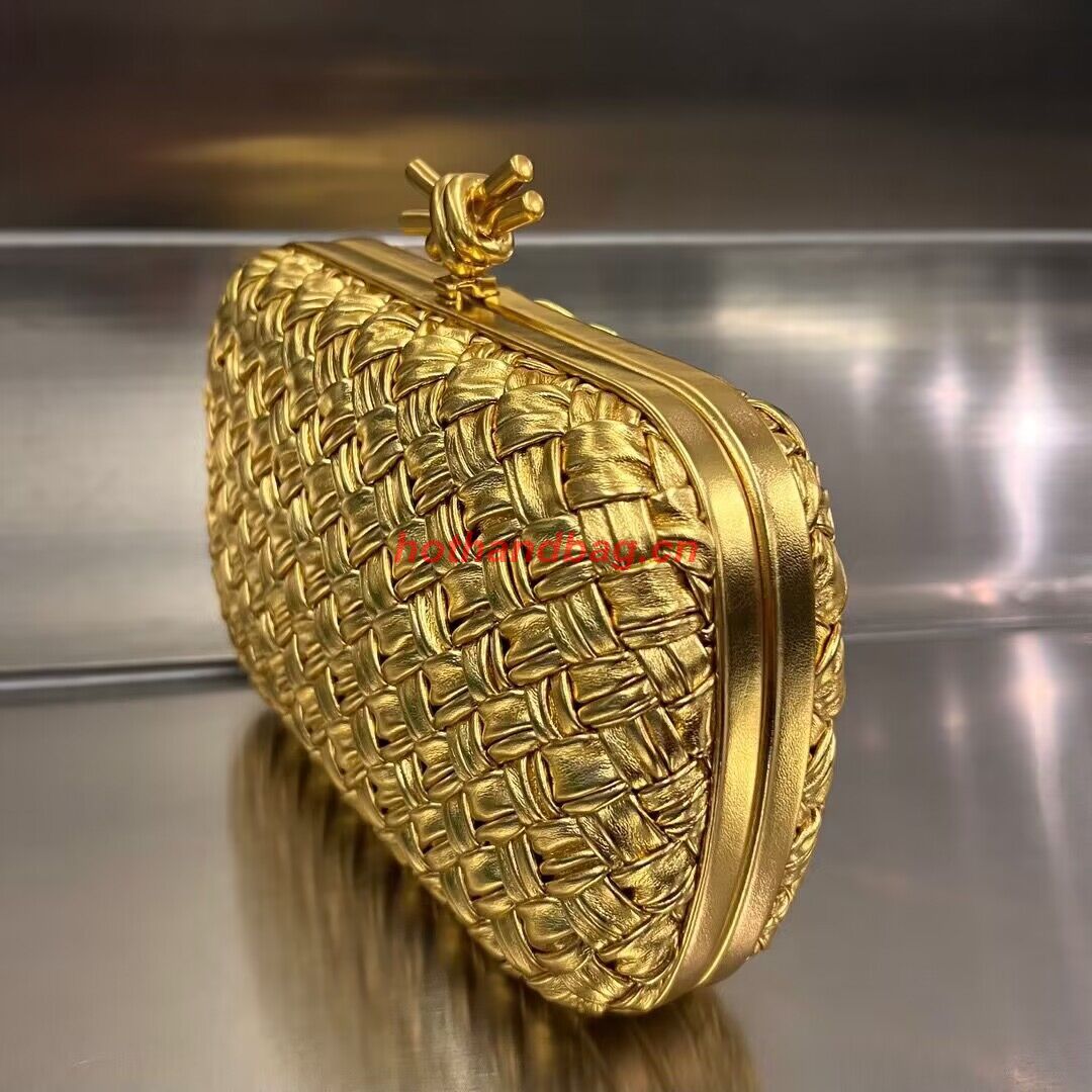 Bottega Veneta Intrecciato Sheepskin Impero Ayers Knot Clutch 11355 Gold