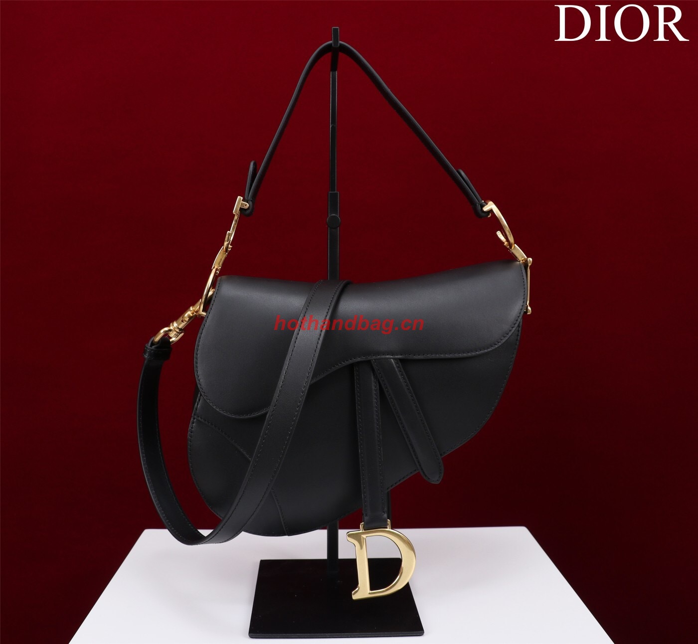 Dior SADDLE BAG WITH STRAP Black Smooth Calfskin M0455CWG