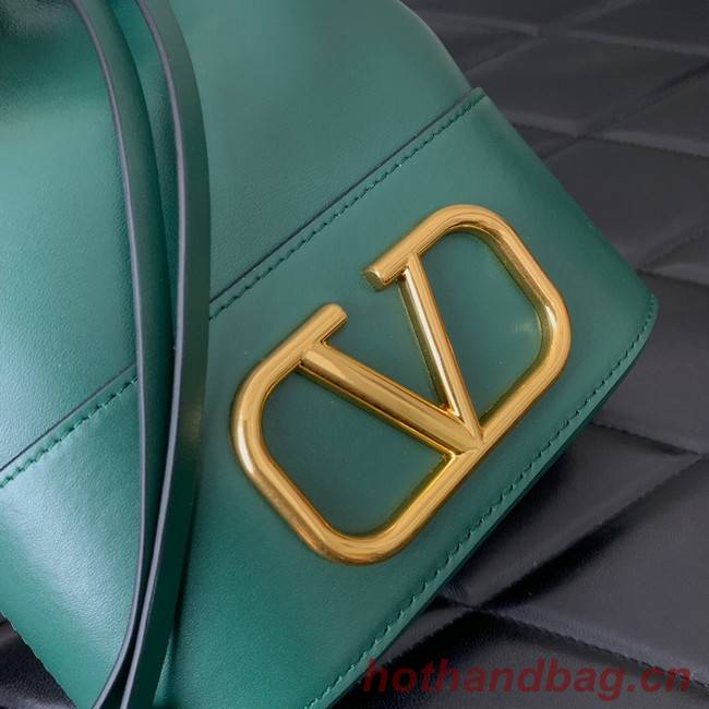 VALENTINO VLOGO SIGNATURE Lambskin Mini Bucket Bag FI16 blackish green