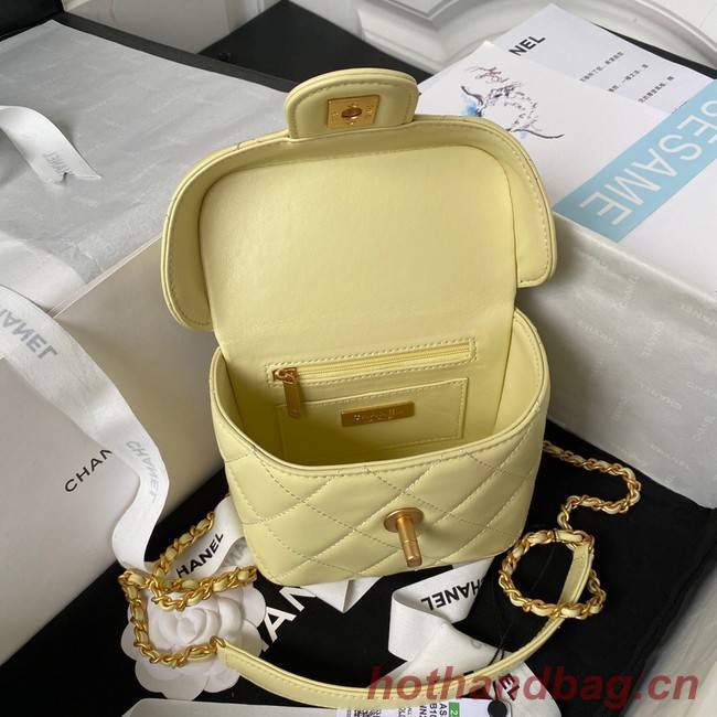 CHANEL SMALL VANITY CASE Lambskin & Gold-Tone Metal AS3973 yellow