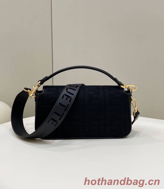 Fendi Baguette canvas bag with FF embroidery 8BR600 black