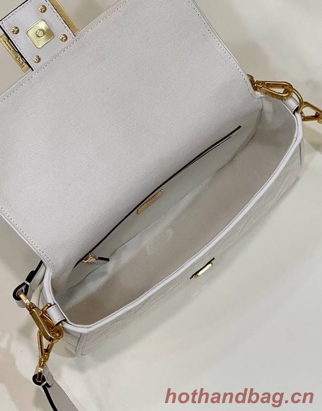 Fendi Baguette canvas bag with FF embroidery 8BR600 white