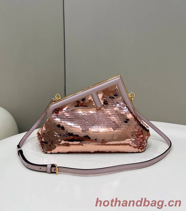 Fendi First Small sequinned bag 8BP129 pink