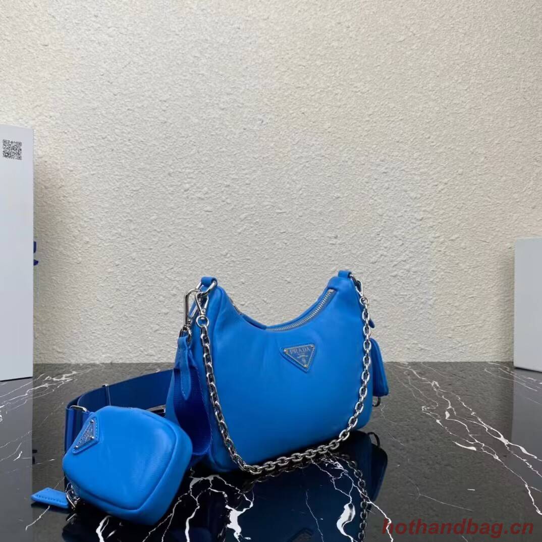 Prada Padded nappa-leather Re-Edition 2005 shoulder bag 1BH204 blue