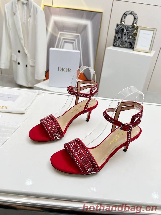 Dior DWAY HEELED SANDAL Embroidered Satin and Cotton 93366-3