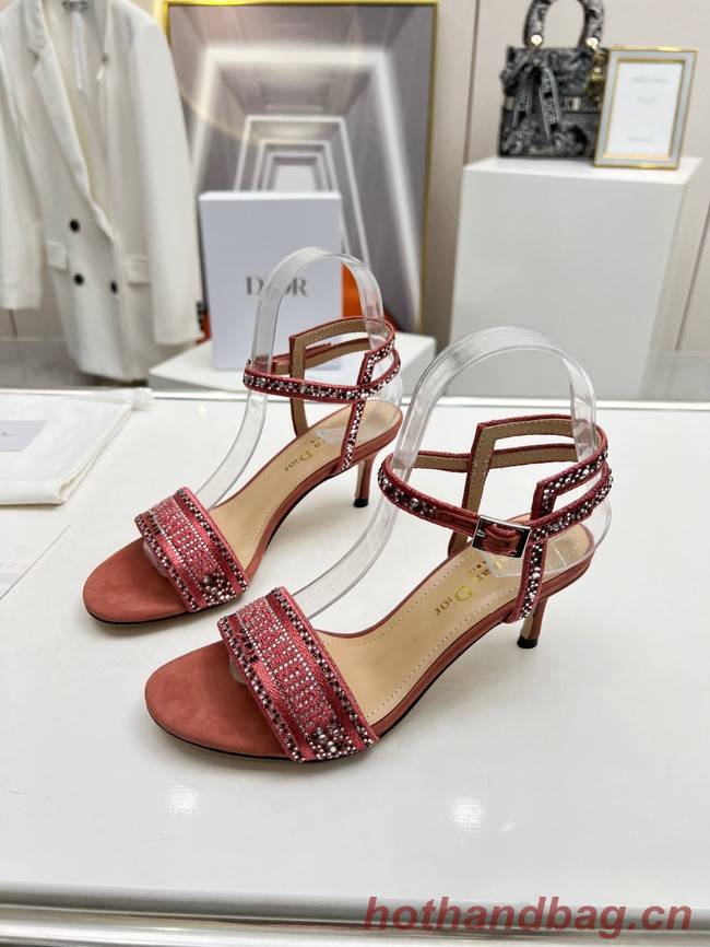 Dior DWAY HEELED SANDAL Embroidered Satin and Cotton 93366-4