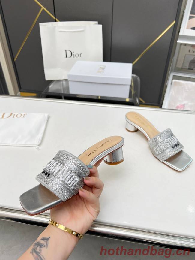 Dior DWAY HEELED SLIDE Embroidered Satin and Cotton 93367-1