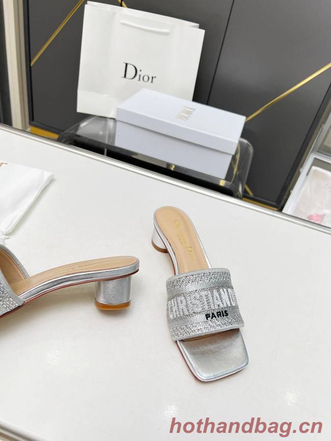 Dior DWAY HEELED SLIDE Embroidered Satin and Cotton 93367-1