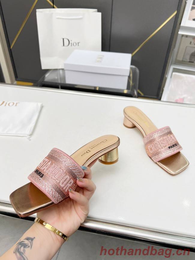 Dior DWAY HEELED SLIDE Embroidered Satin and Cotton 93367-2