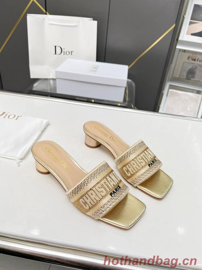 Dior DWAY HEELED SLIDE Embroidered Satin and Cotton 93367-3
