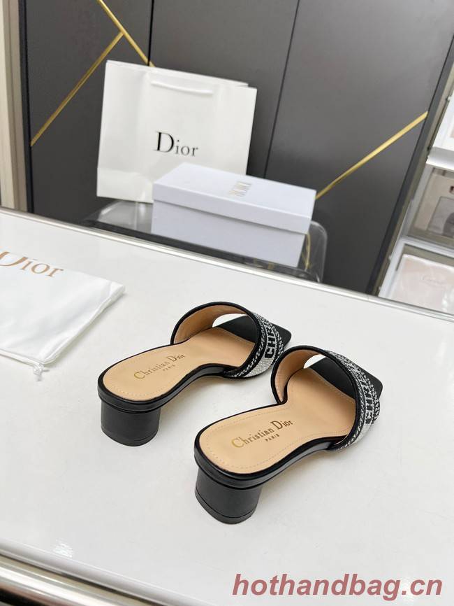 Dior DWAY HEELED SLIDE Embroidered Satin and Cotton 93367-4
