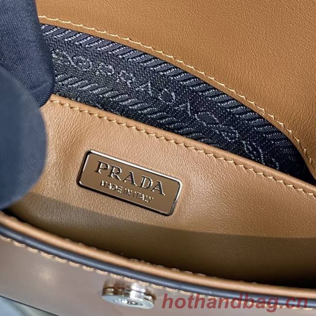Prada Cleo brushed leather shoulder bag with flap 1BD311 brown