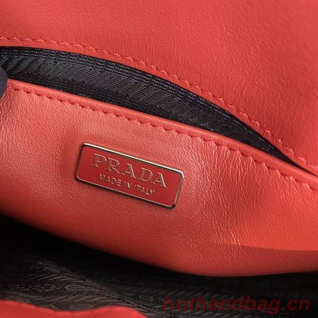 Prada Cleo brushed leather shoulder bag with flap 1BD311 red