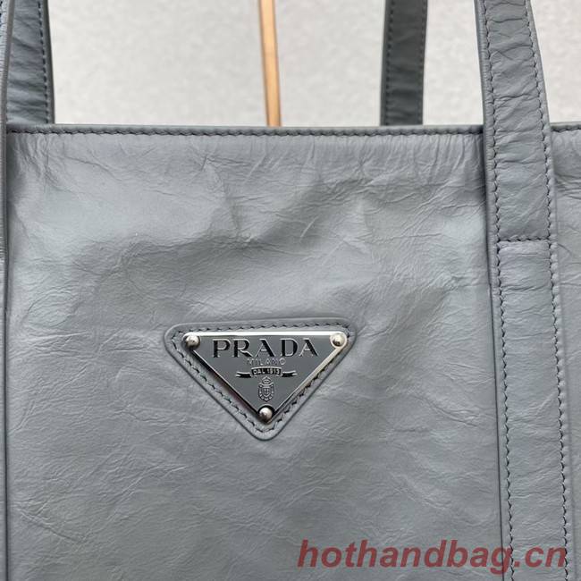 Prada Medium antiqued nappa leather tote bag 1BG587 Slate Gray