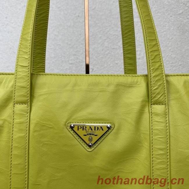 Prada Medium antiqued nappa leather tote bag 1BG587 yellow