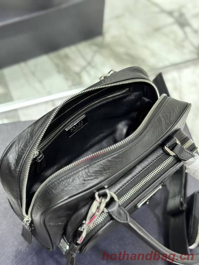 Prada Antique nappa leather multi-pocket top-handle bag 1BB099 black