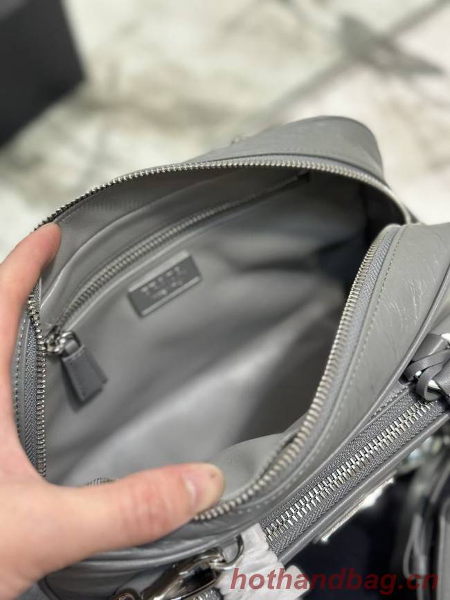 Prada Antique nappa leather multi-pocket top-handle bag 1BB099 gray