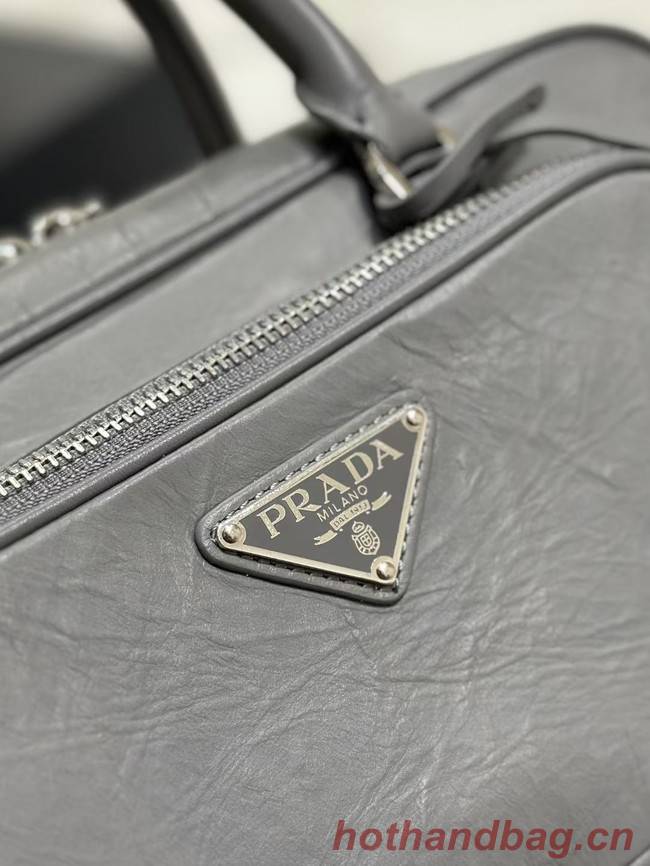 Prada Antique nappa leather multi-pocket top-handle bag 1BB099 gray