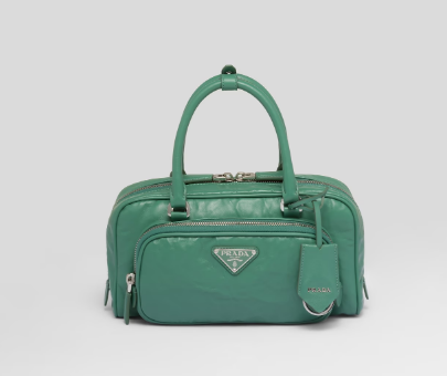 Prada Antique nappa leather multi-pocket top-handle bag 1BB099 green