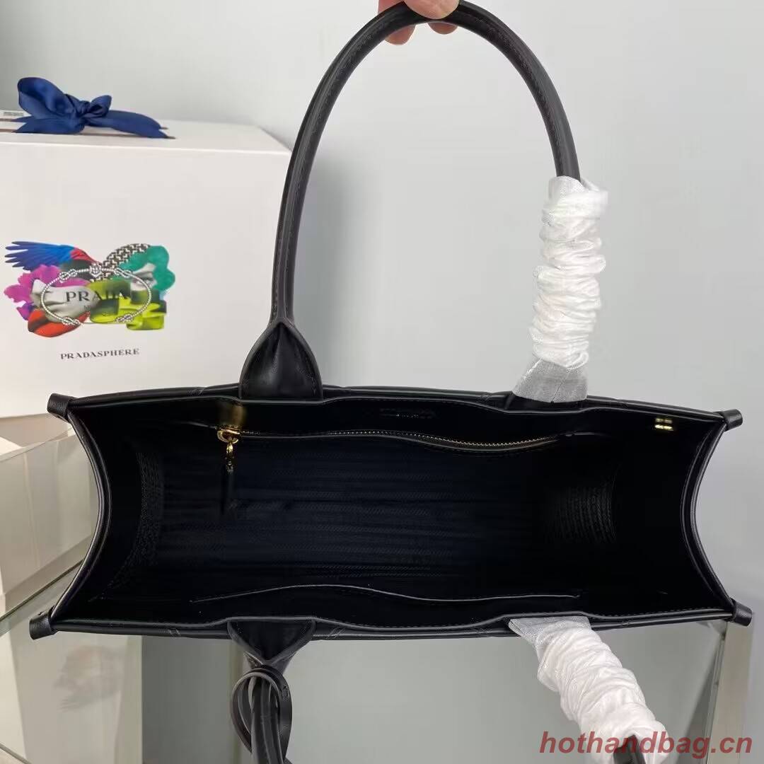 Medium leather Prada Symbole bag with topstitching 1BA378 black