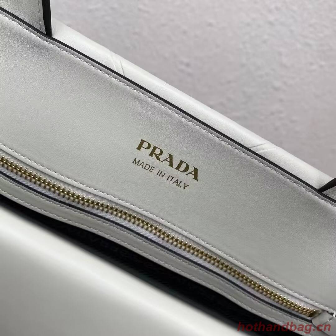 Prada Large leather Prada Symbole bag with topstitching 1BA377 WHITE