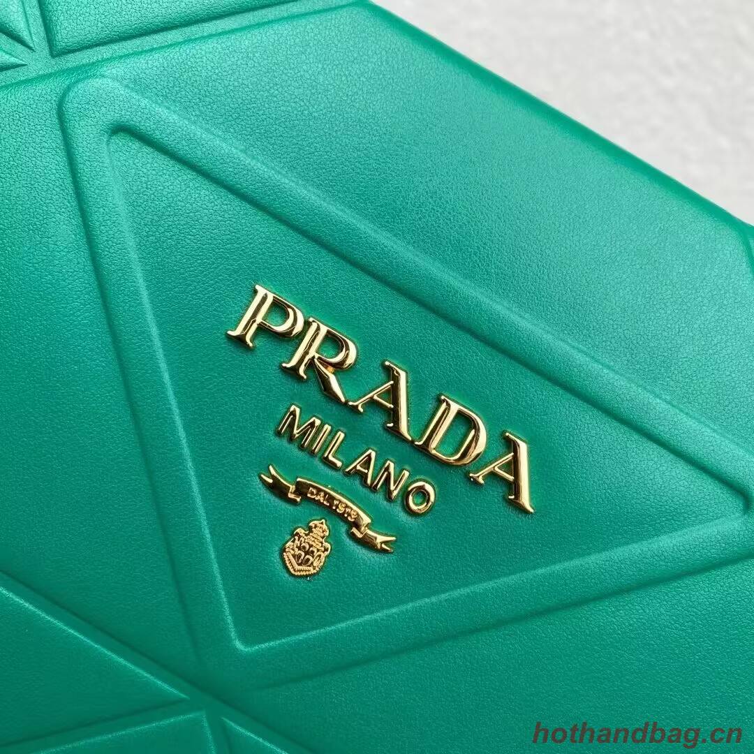 Prada Large leather Prada Symbole bag with topstitching 1BA377 green