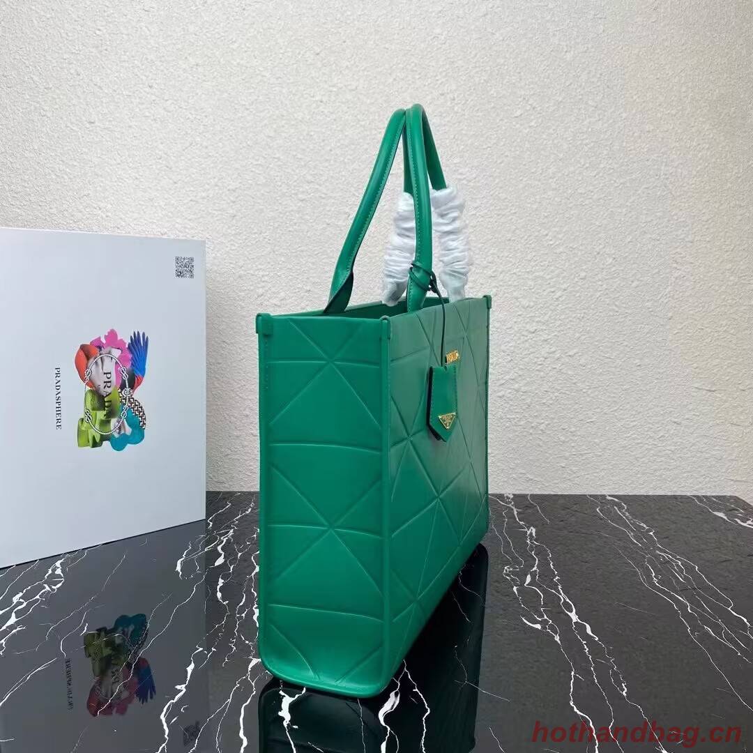 Prada Large leather Prada Symbole bag with topstitching 1BA377 green