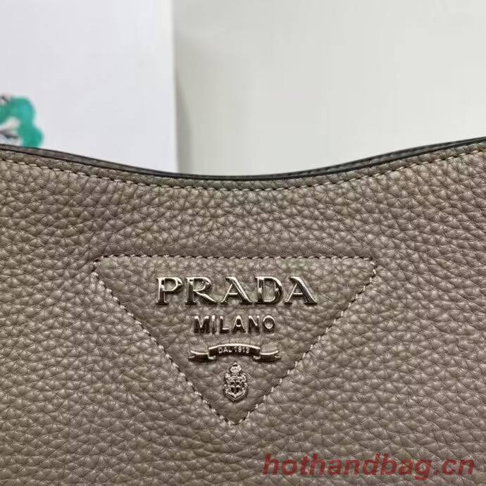 Prada Leather mini shoulder bag 1BH191 dark Grey