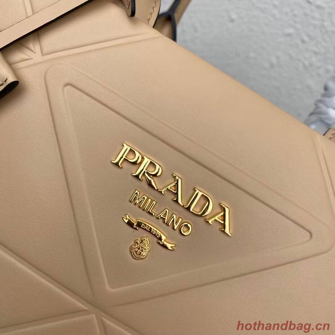 Small leather Prada Symbole bag with topstitching 1HH039 Sand Beige