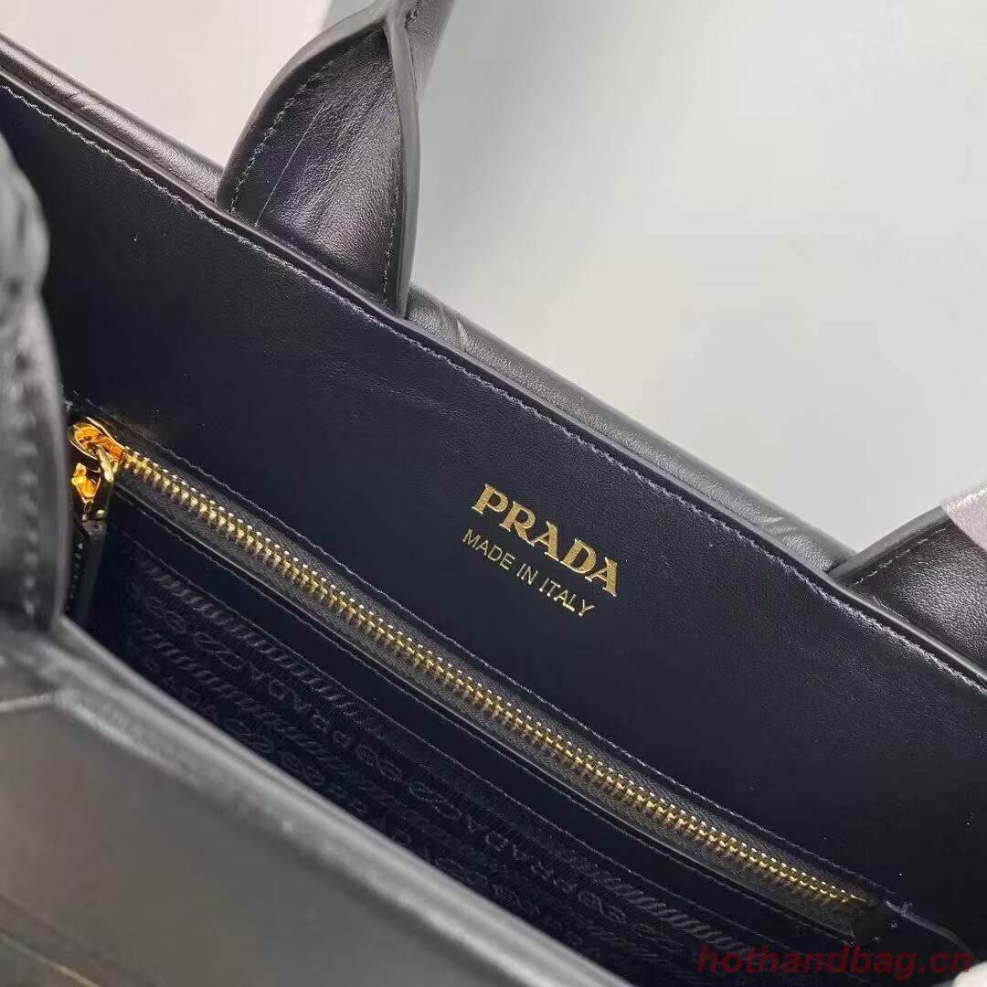 Small leather Prada Symbole bag with topstitching 1HH039 black