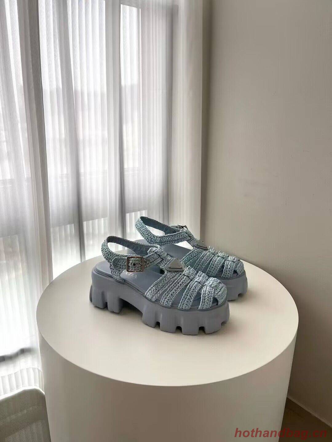 Prada Weave Sandals Shoes PD30362 Blue