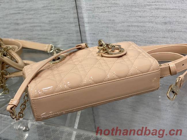Dior SMALL LADY D-JOY BAG Patent Cannage Calfskin M0613OW pink