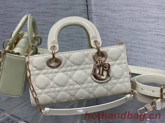 Dior SMALL LADY D-JOY BAG Patent Cannage Calfskin M0613OW white