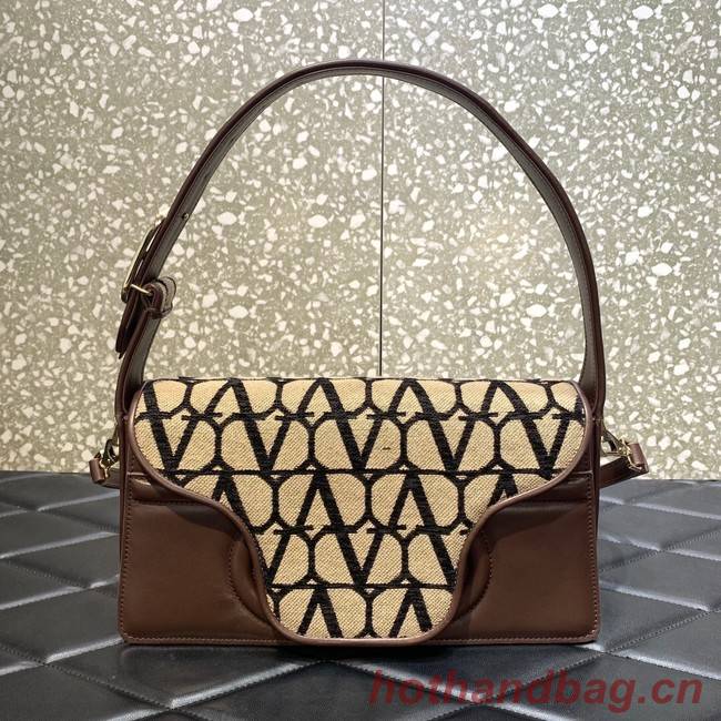 VALENTINO V-logo LOCO sheepskin and fabric handbag 2560 black